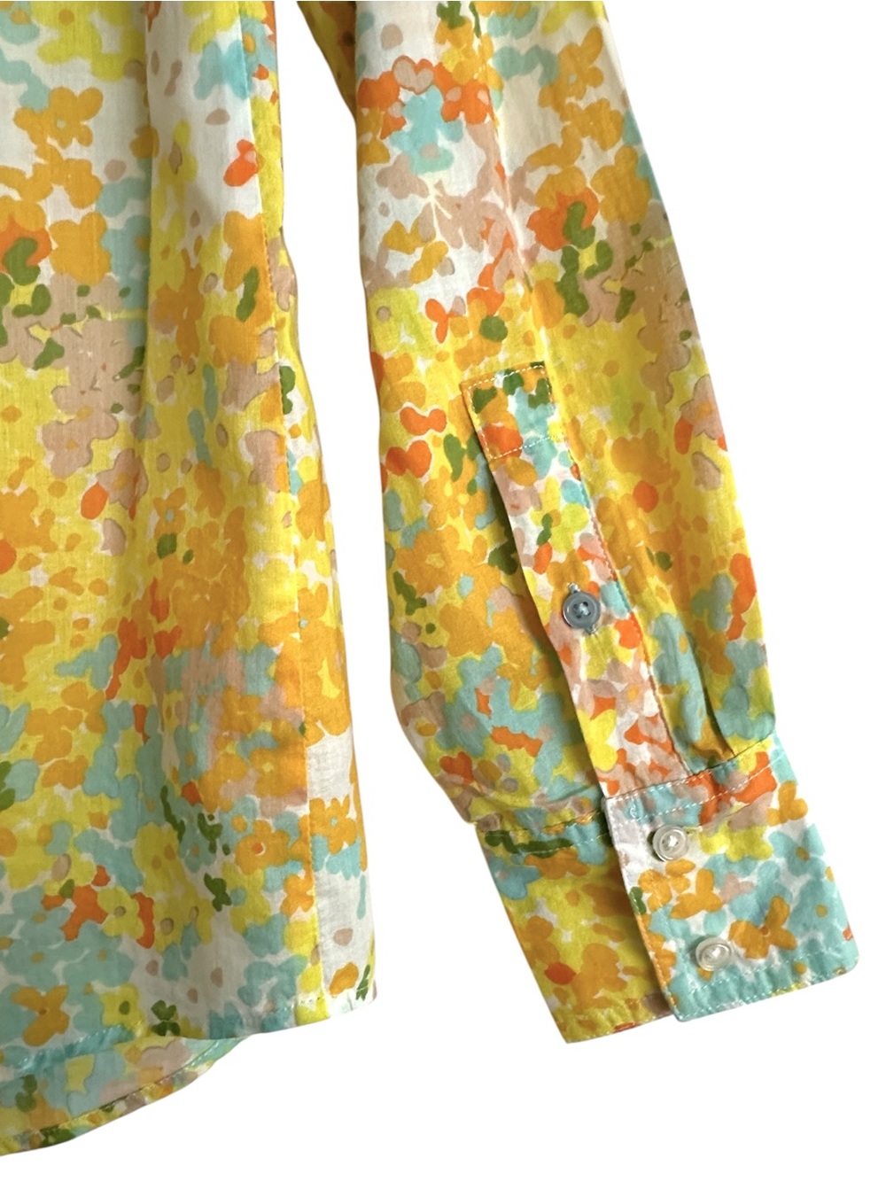 BODEN Floral Cotton Shirt US 6 Yellow Blue Button Down Y2K - Picture 8 of 13